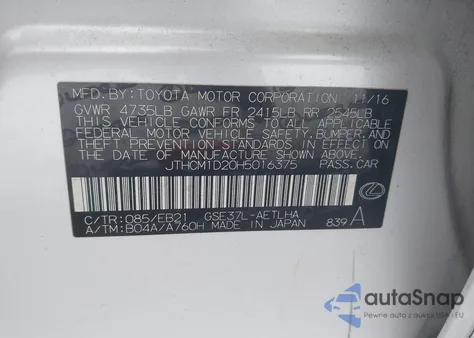 2017 Lexus Is 300 из США, поврежденный, VIN JTHCM1D20H5016375